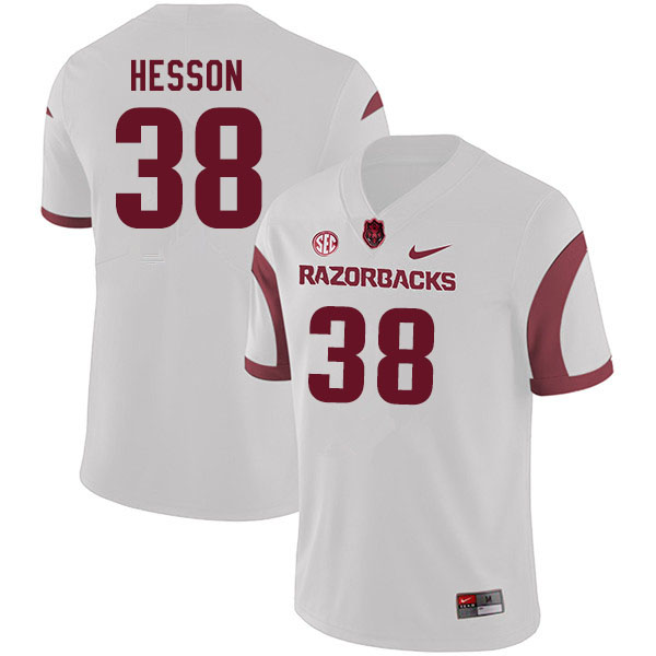 Men #38 Chad Hesson Arkansas Razorbacks College Football Jerseys Sale-White - Click Image to Close